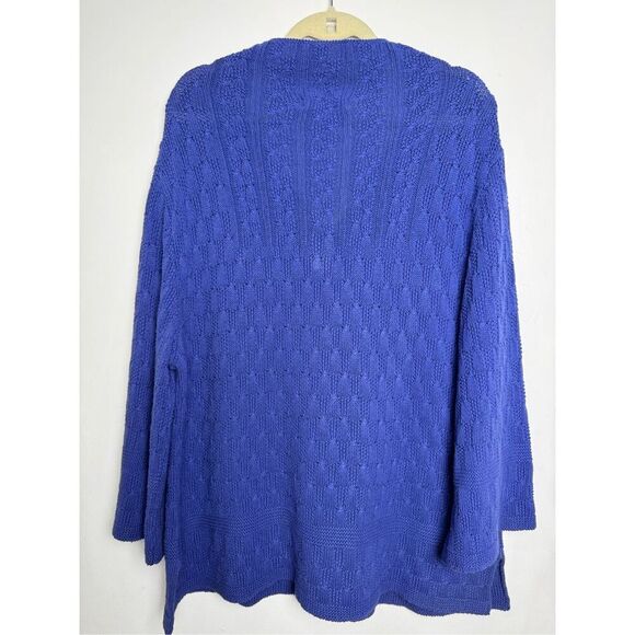 Coldwater Creek Cable Knit Pullover Sweater Zippered Neckline Long Sleeve Blue L - Picture 12 of 15